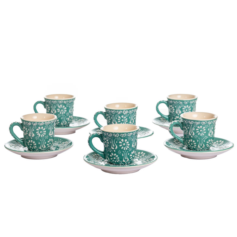 Hand Painted Ceramic Ceramic Espresso Cup, Green
