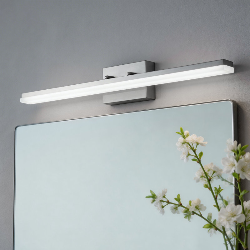 Barre d'éclairage de salle de bain 1 lumière DEL Alfonza, Nickel brossé, Blanc froid 5000K, L 36,61 po