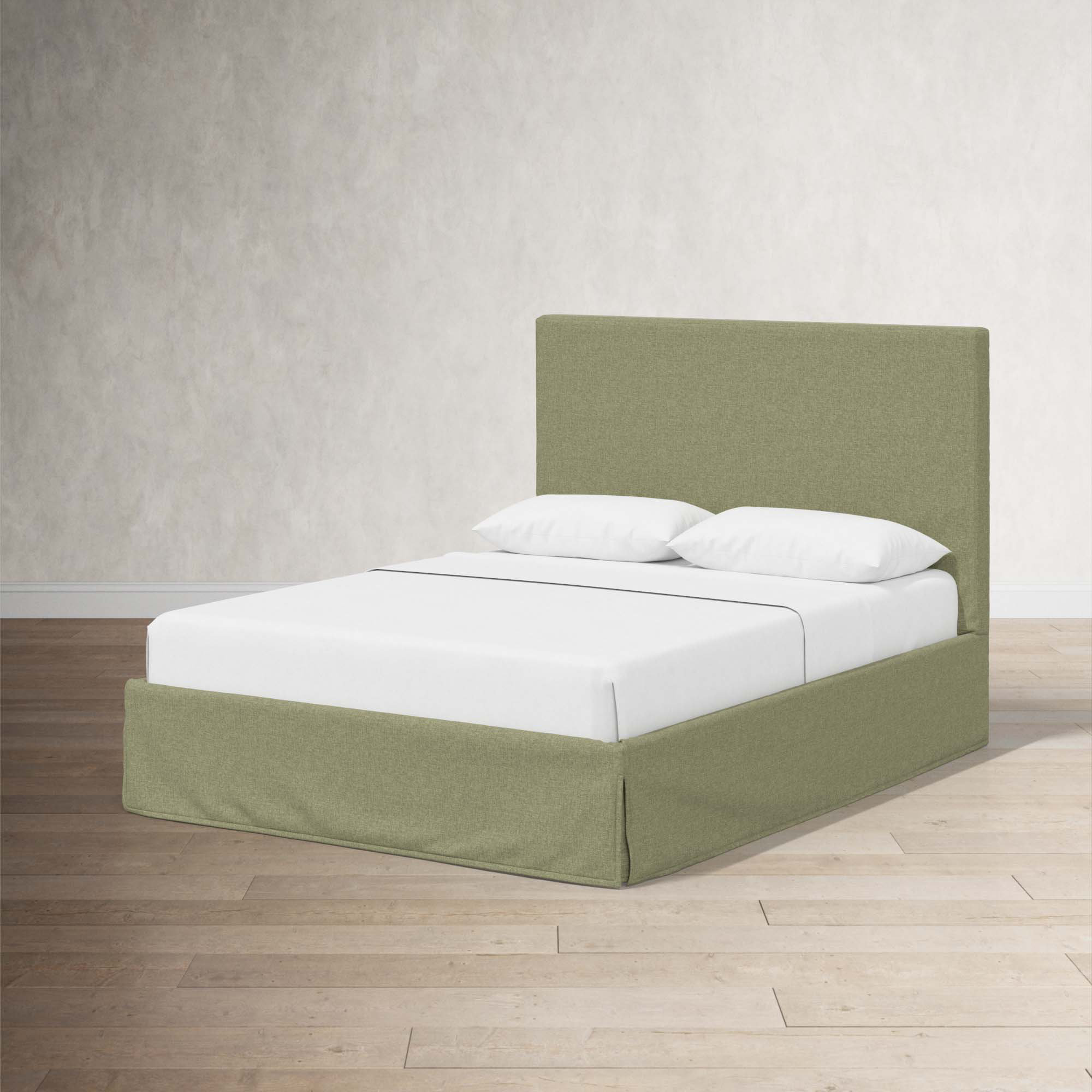 Verona Upholstered Slipcover Bed, Zuma Laurel Textured Linen, Queen