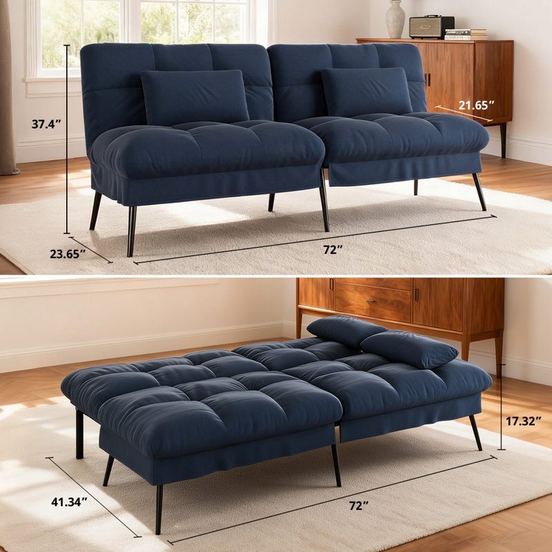 Fabric Sofa Bed, Blue