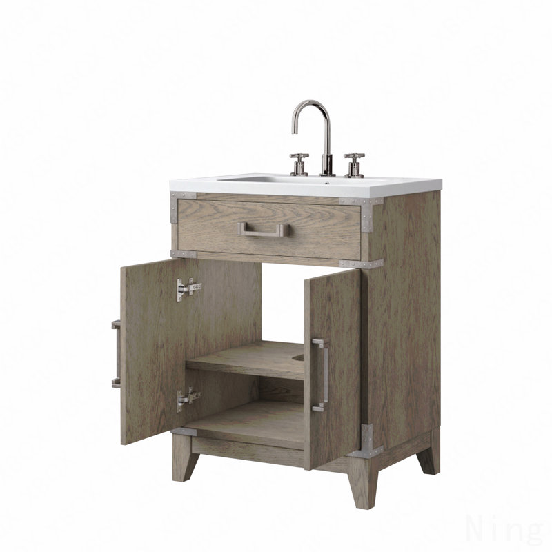 Ensemble de meuble-lavabo simple 24 po x P 18 po avec plateau en acrylique et robinet, Gris