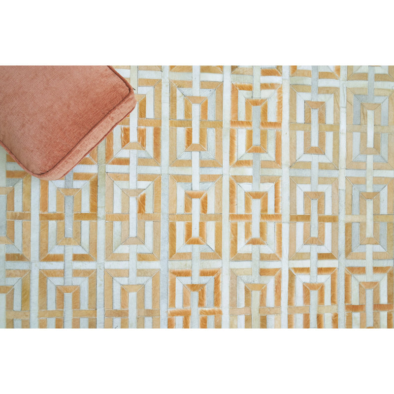 Natural Hide Cowhide Geometric Area Rug, Rectangle 8' x 11'