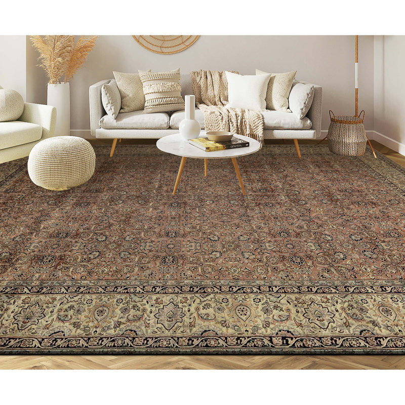 Tapis brun de haute qualité noué à la main