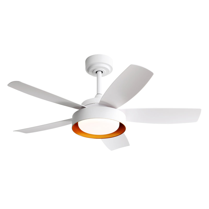 Ventilateurs de plafond de 42 pouces avec lumière DEL 22 W et télécommande 6 moteurs à courant continu réversible blanc pour chambre à coucher