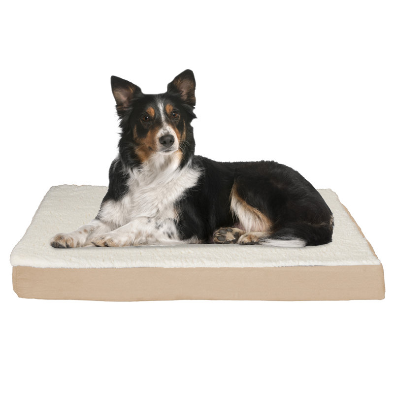 PETMAKER Orthopedic Dog Bed - Memory Foam Crate Mat with Machine Washable Cover, Large (4" H x 36" W x 27" D), Tan