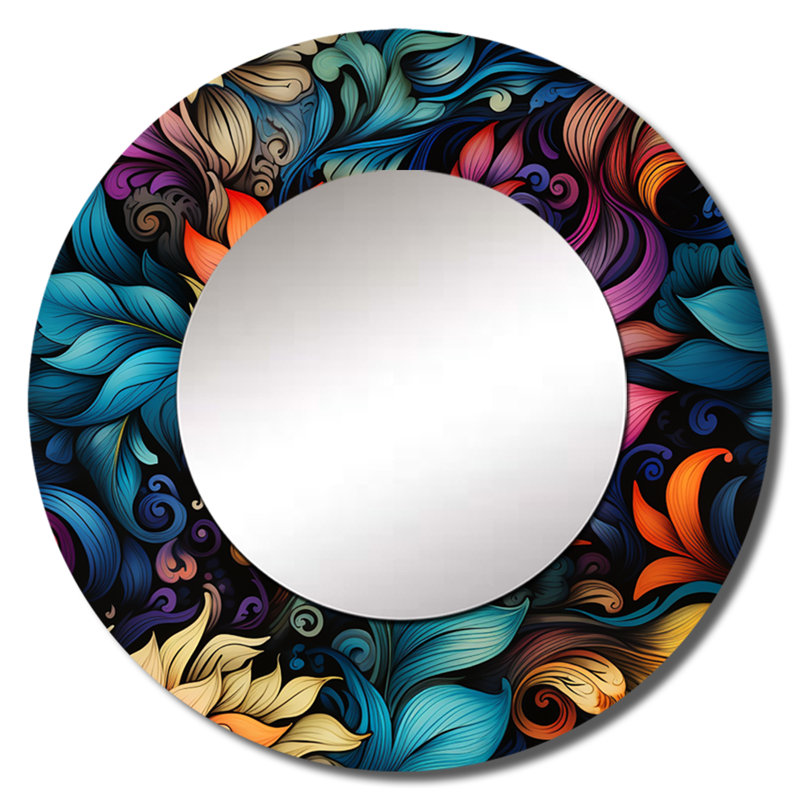 Exotic Tapestries Boho Pattern - Bohemian & Eclectic Round Mirror Wall Decor_MTMIR123788, 36" x 36", Round