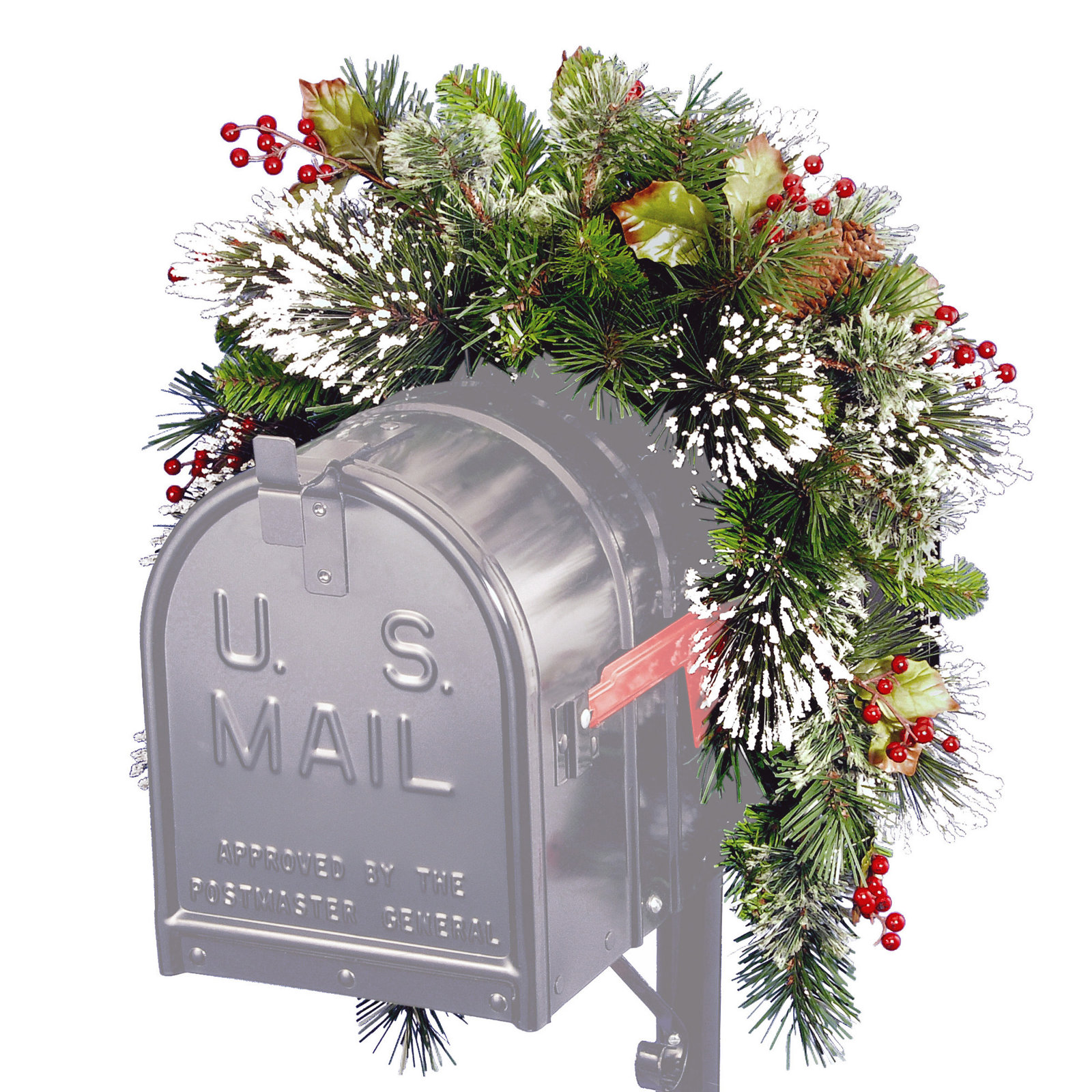 The Holiday Aisle® 36 in. Wintry Pine Mailbox Swag