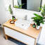 Lavabo de salle de bain rectangulaire en céramique avec robinet APRESSHUI 15 po-98529879