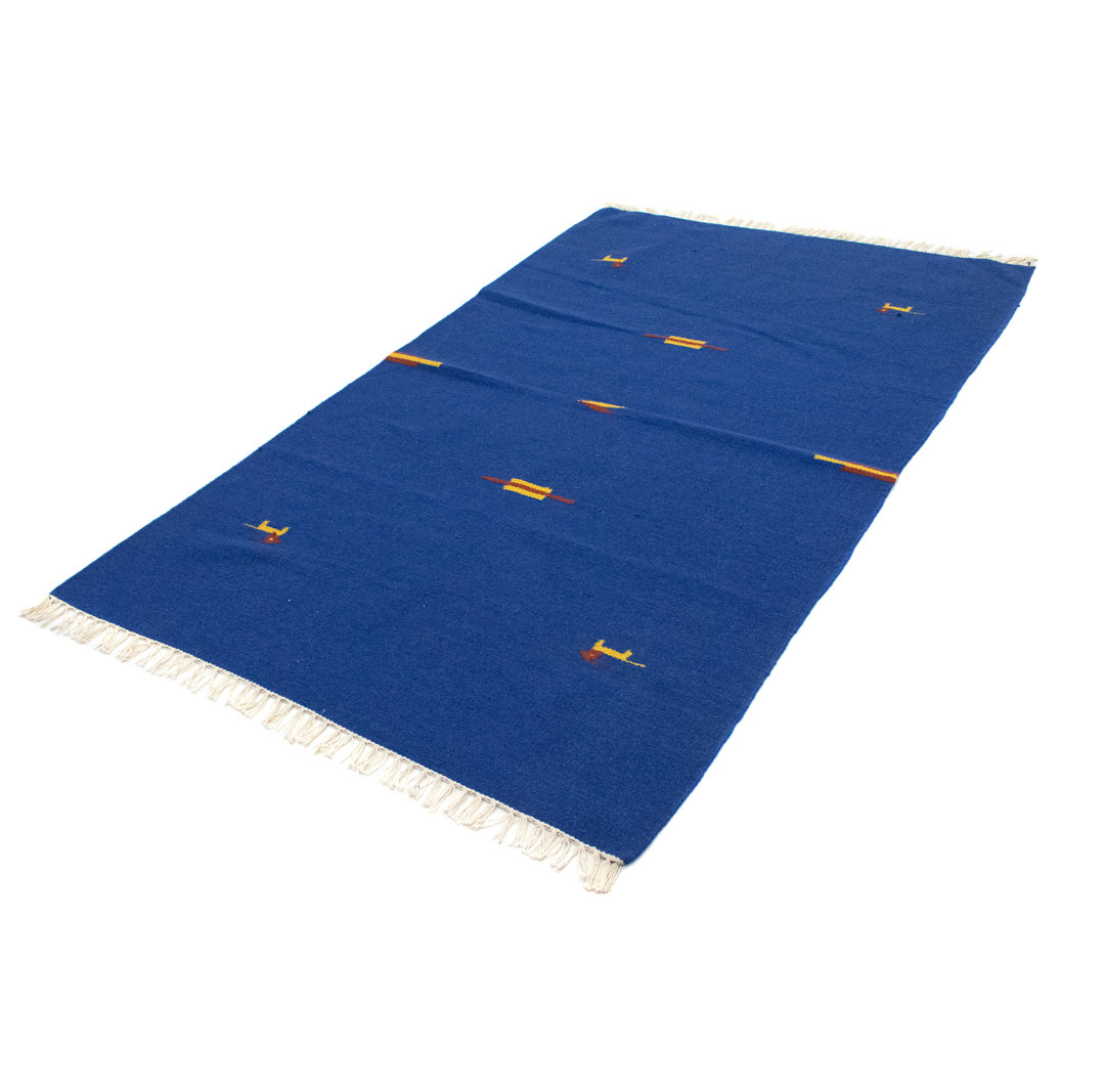 Handmade Kilim Wool Blue Indoor/Outdoor Rug