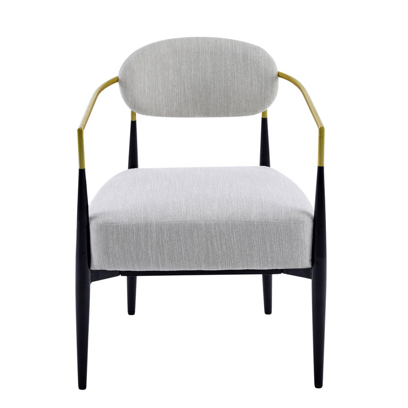 Fauteuil d'appoint rembourré Mid-Century, Beige/Black/Gold