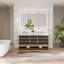 Meuble-lavabo double 72 po avec comptoir en pierre d'ingénierie, double lavabo sous comptoir, tablette DEL et 7 tiroirs à fermeture en douceur - armoire noire ou blanche avec cadre doré-569990695