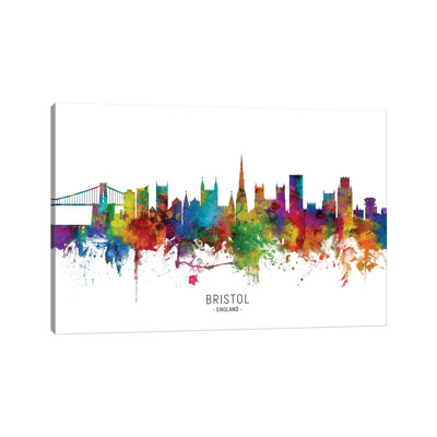 Bristol England Skyline by Michael Tompsett - Wrapped Canvas Print