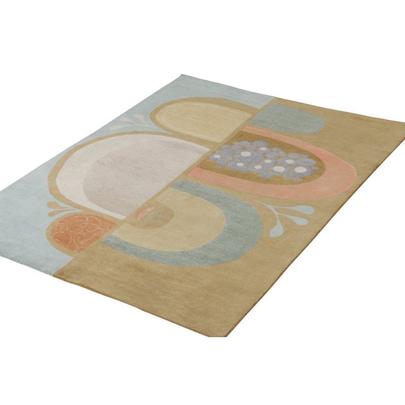 Hand Knotted Geometric Area Rug, Rectangle 6' x 9'