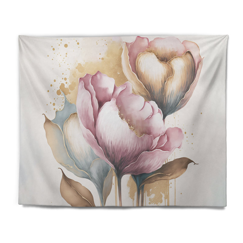 Tapisserie en polyester rose, H 32 po x l 39 po