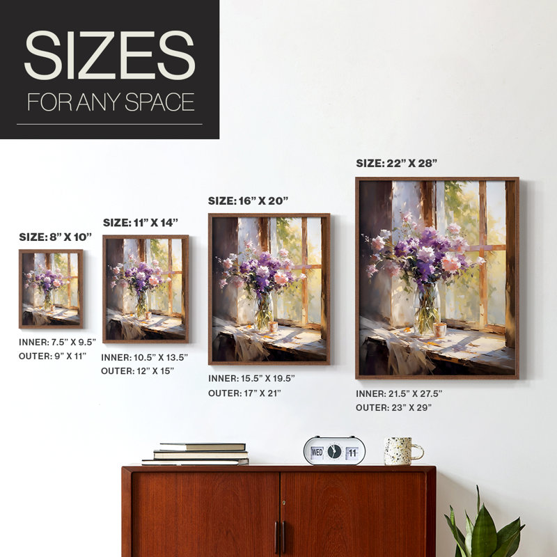 Reproduction encadrée FLORAL Series DCCXC III - bois massif, H 11 po x l 9 po, Noyer