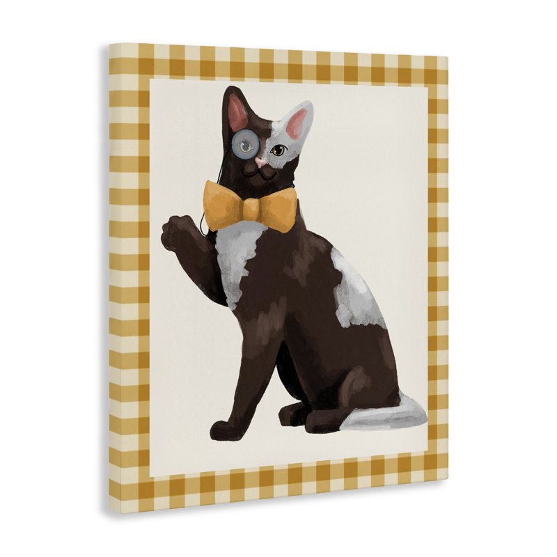 Chat Gentleman avec toile Bow, design par Sadie Harper, H 30 po x l 24 po
