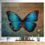 Floral, papillon bleu rétro, Impression sur toile - Papillon rétro-35120281-35120285
