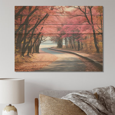 «Rosy Blooming Pathway Into The Forest III» - route sur bois