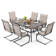 Patio 7-piece Textilene Dining Set With Umbrella Hole And C-spring Motion