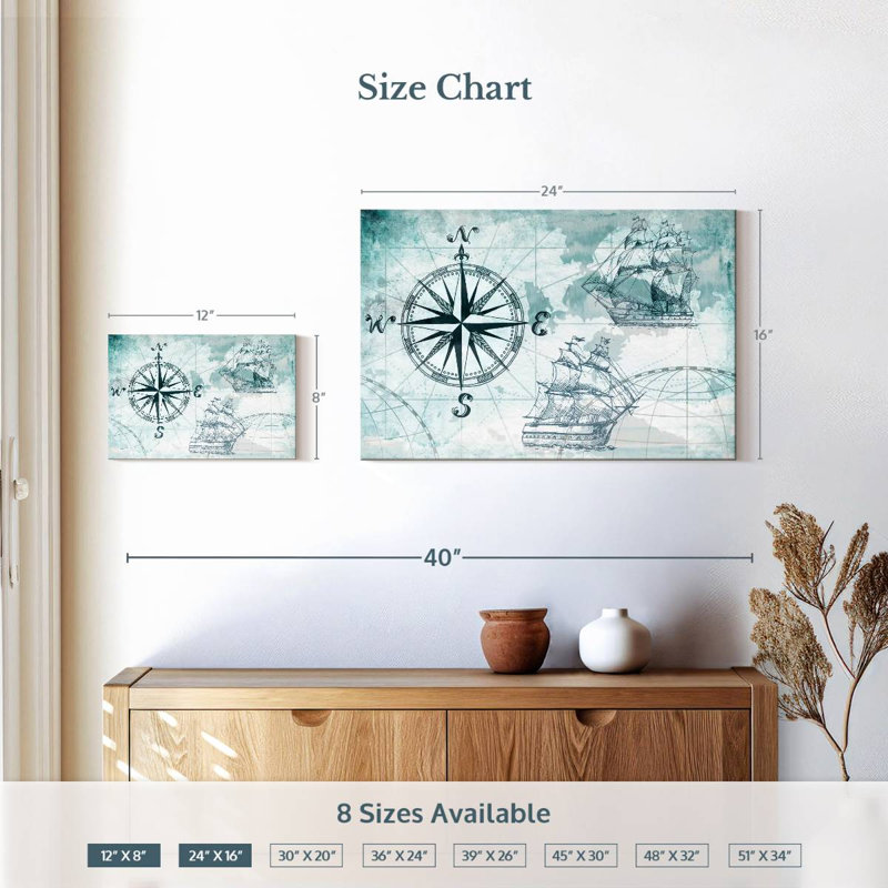 «Ocean Compass», reproduction sur toile, H 16 po x l 24 po x P 1,25 po