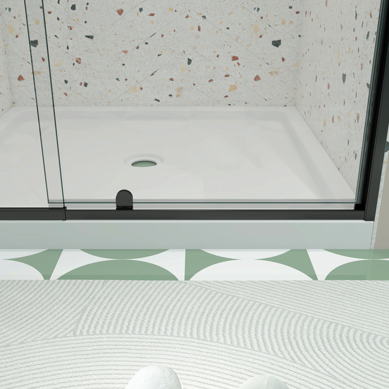 50-54" W X 71" H Piovt Swing Glass Shower Door,Pivot Frame Sliding Shower Door With 1/4"(6Mm) Clear SGCC Tempered Glass,Matte Black Finish Shower Doors,Reversible Installation