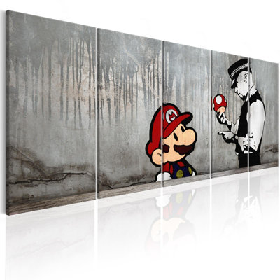 Banksy Mario Bros sur béton sur toile, reproduction de 5 pièces