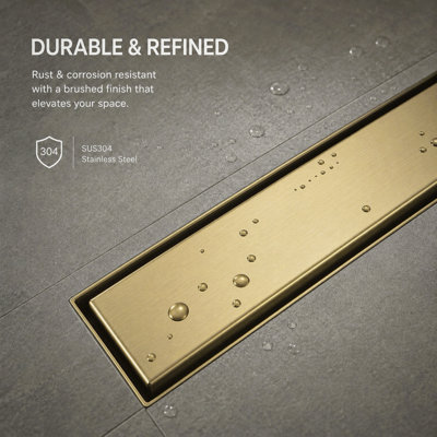 FlowCore 36" Brushed Gold linear grid drain