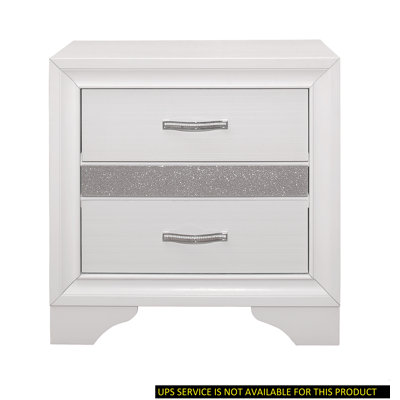 Table de chevet 1 pièce Glam, blanc, argenté, tiroir à bijoux, l 26 po x P 16,5 po x H 26 po