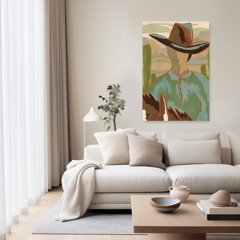 «Dusty Rider I», reproduction abstraite de cactus contemporain, art mural, 60" H x 40" W