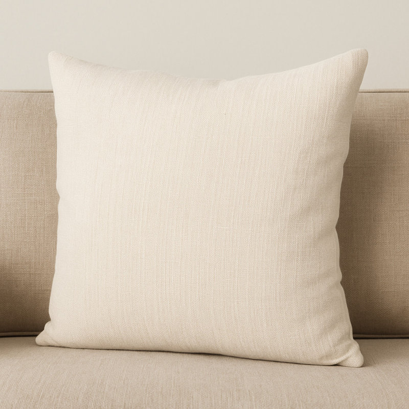 22" Cream Linen Throw Pillow Cover with Texture