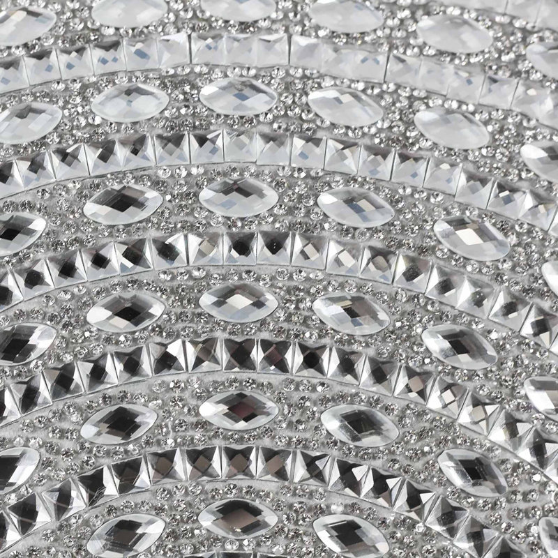 Gatsby Pillow, Luxe Glass Rhinestones on Velvet with Feather Insert, Silver