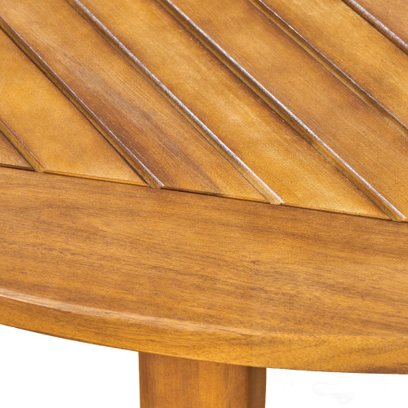 Round Wooden Slatted Patio Table