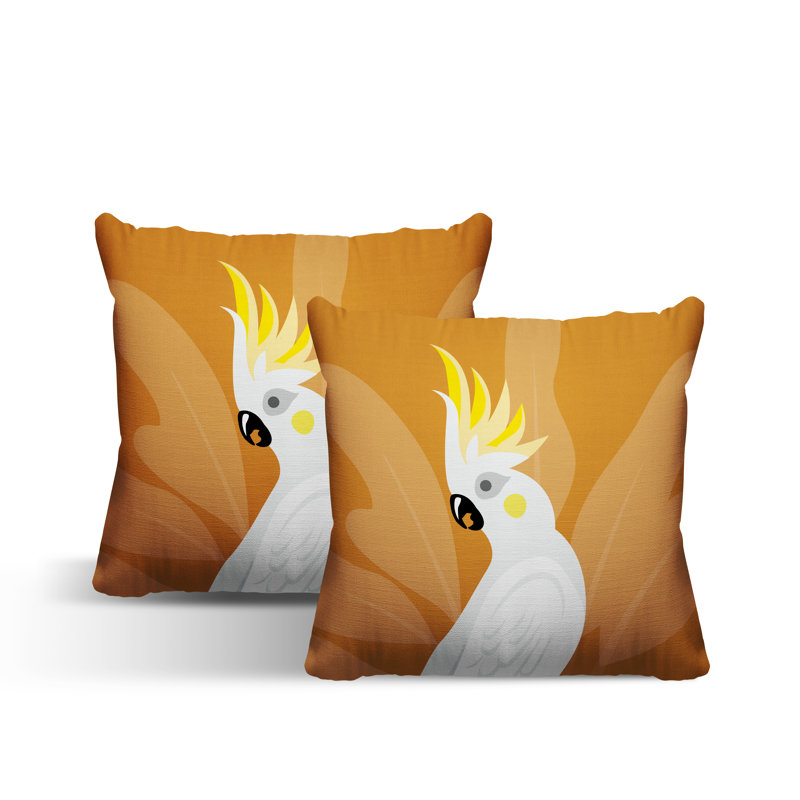 Coussin intérieur / extérieur Catoo Bird, L 17 po x H 17 po, Orange