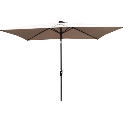 Parasol rectangulaire à éclairage solaire 10 x 6,5 pi à bouton-poussoir, inclinable, pour terrasse de jardin, piscine arrière de 10 pi x 6,5 pi avec 26 lumières, manivelle facile et jardin idéal