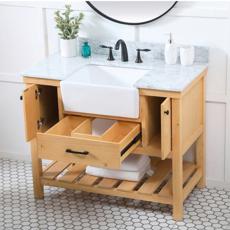 Ensemble de meuble-lavabo simple 42 po Pelaghia, Bois naturel