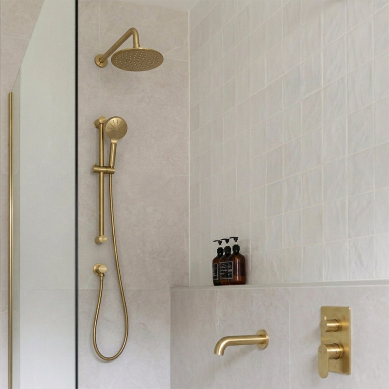 Ensemble de baignoire ronde en laiton brossé, Laiton brossé