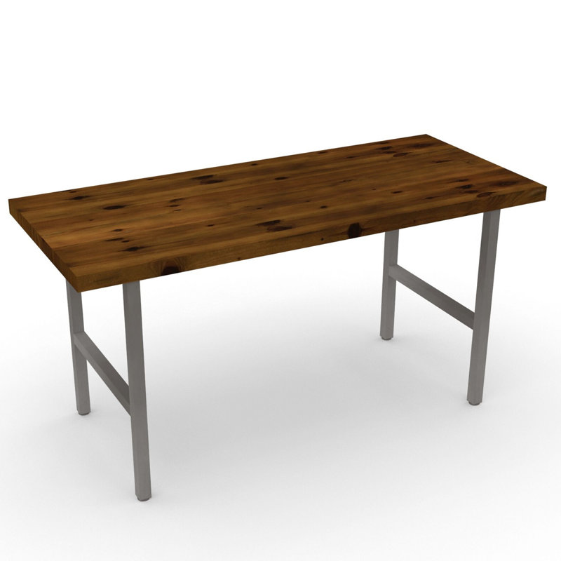 Braddock Solid Wood Top Metal Base Dining Table, Antique, 60" H x 30" W x 42" D