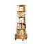 Bibliothèque rotative à 6 niveaux avec roulettes, tiroir, couleur bois, idéale pour l'espace de vie principal