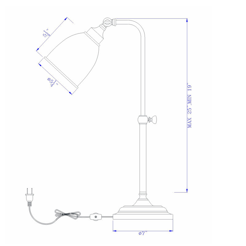 Metal Desk Lamp, Brushed Steel