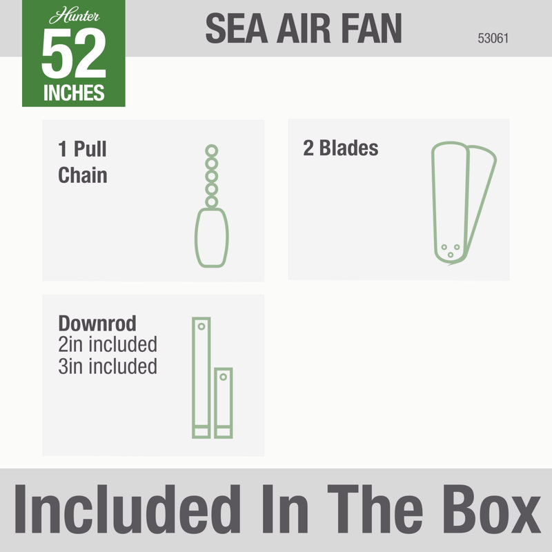 52" Sea Air 5 - Blade Outdoor Standard Ceiling Fan with Pull Chain, Bronze