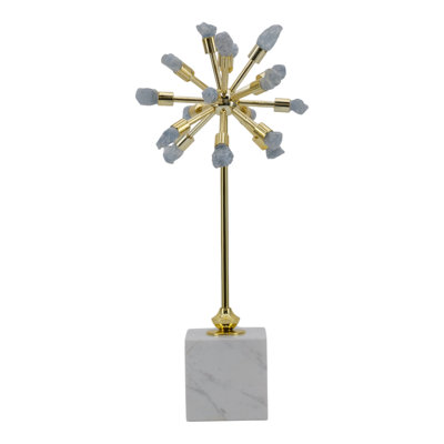 Abstract Metal & Stone Decorative Object With Modern Sculptural Design And Elegant Aesthetic