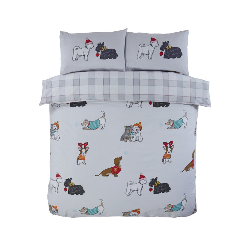 Paw Pals Doggy Festive Duvet Cover Set, Kingsize Duvet Cover + 2 Standard Pillowcases