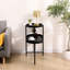 2 tables d'appoint avec rangement pour le salon - métal noir et bois