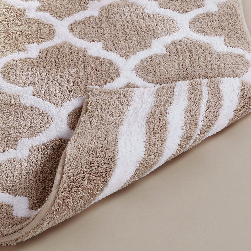 Tapis de bain réversible de la collection Marrakesh, tapis de bain lavable à la machine, Beige, 20 po x 60 po
