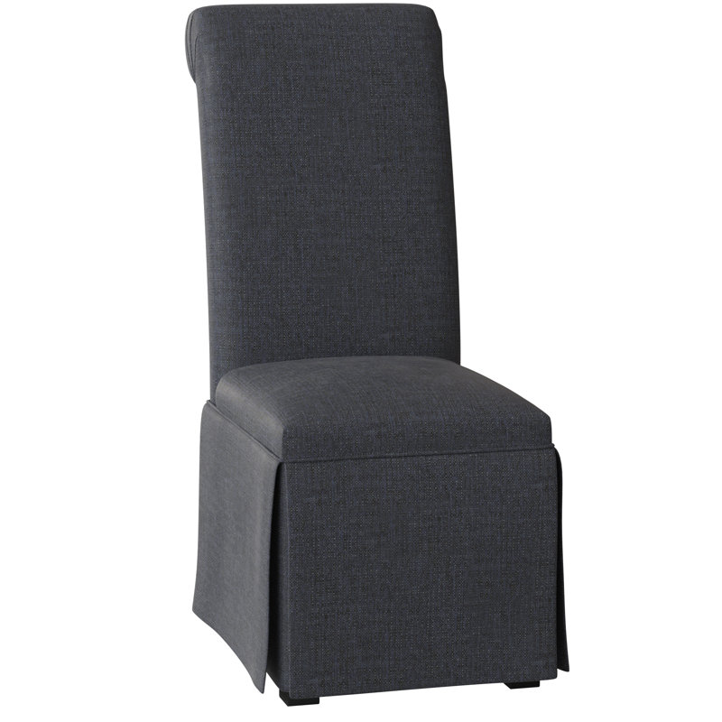 Susanna 20.25'' H Upholstered Side Chair, Black Satin, Navy