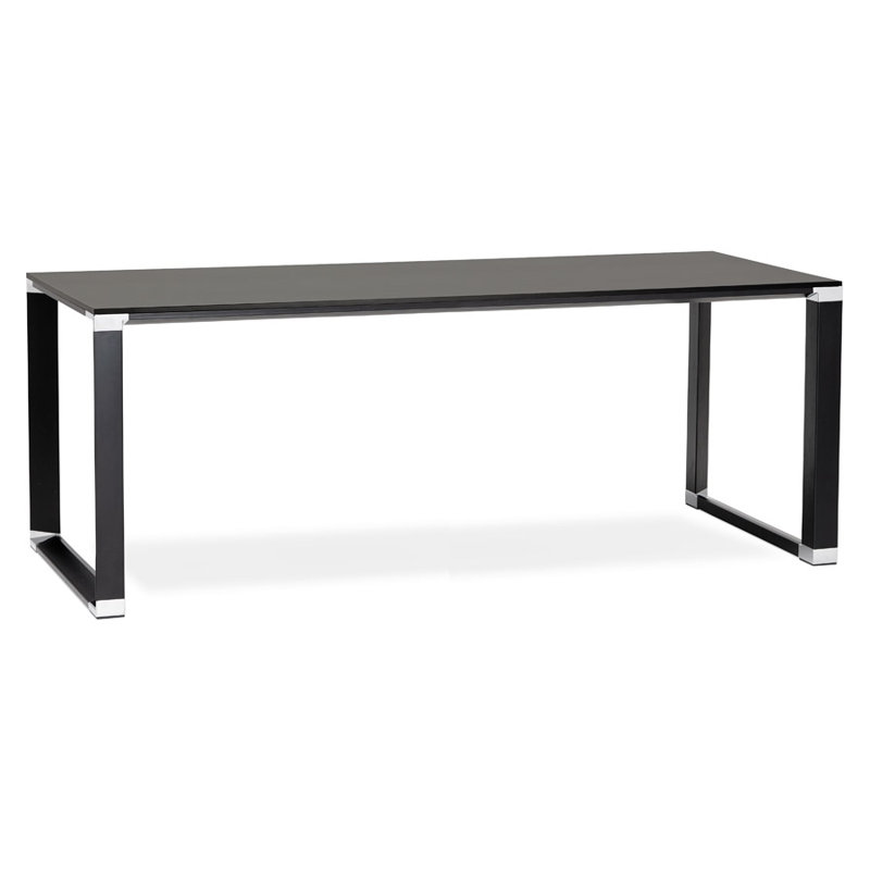 Jerelly Glass Top Writing Desk, Black, 74cm H x 200cm W x 100cm D