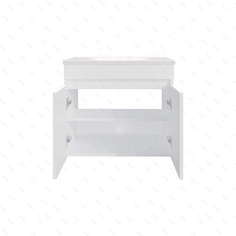 Meuble-lavabo, 2 portes, 2 tablettes, Blanc
