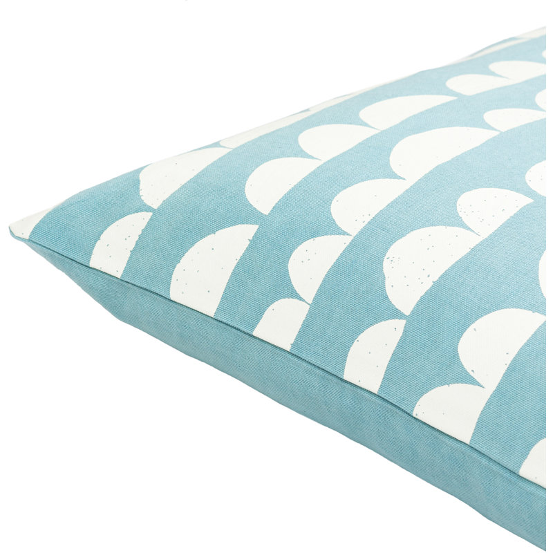 Lachen Abstract Cotton Throw Pillow, 18" x 18", Teal/Cream
