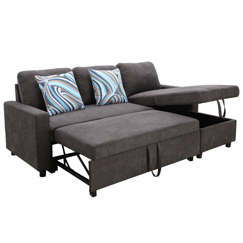 Boukje Flannelette 2-Piece Couch Living Room Sofabed, Dark Brown
