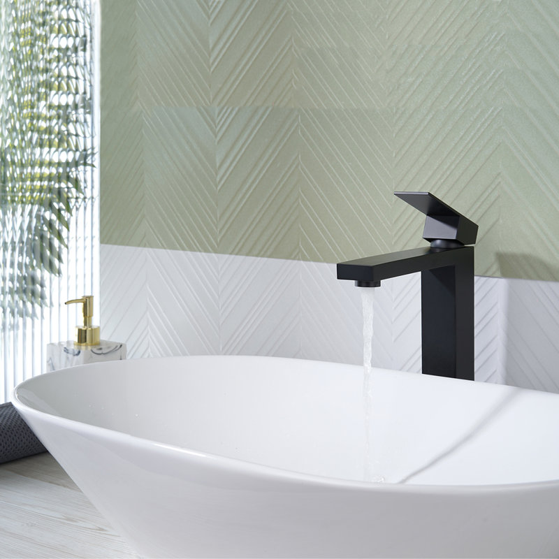 High Arc Single Handle Single Hole Bathroom Faucet With Drain Kit, Matte Black